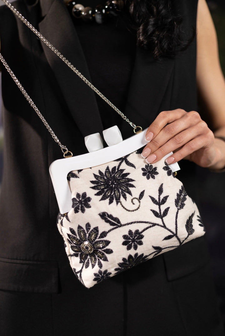 Noir Embroidered Clutch