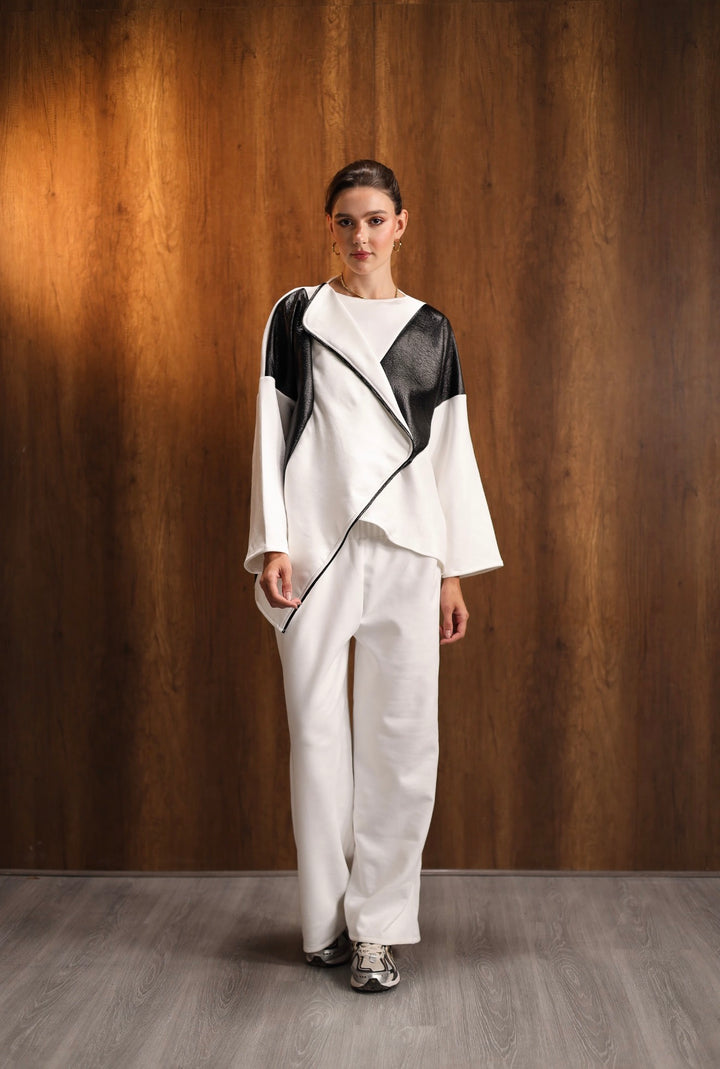 Monochrome wrap suit