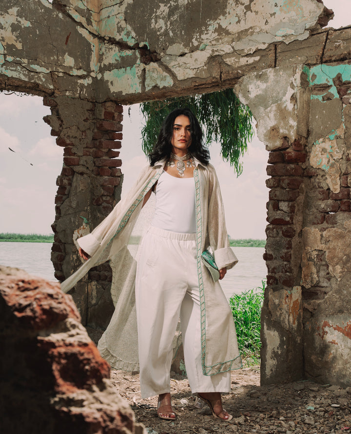 Boho Hand-embroidered tulle cardigan