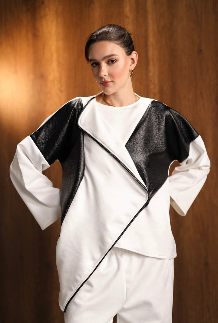 Monochrome wrap suit