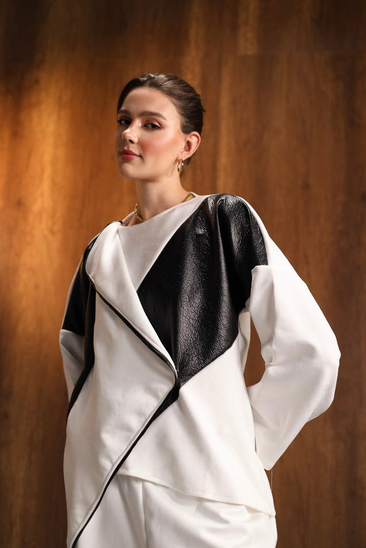 Monochrome wrap suit