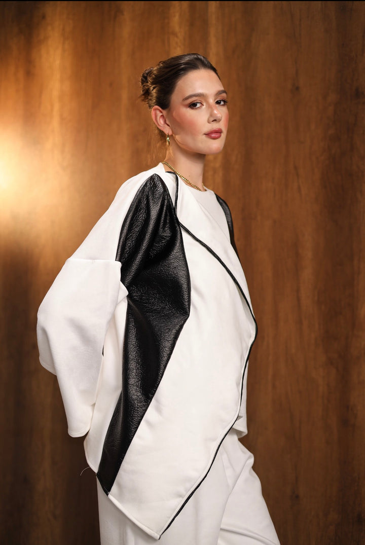 Monochrome wrap suit