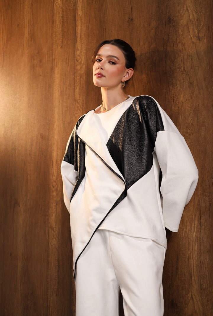 Monochrome wrap suit