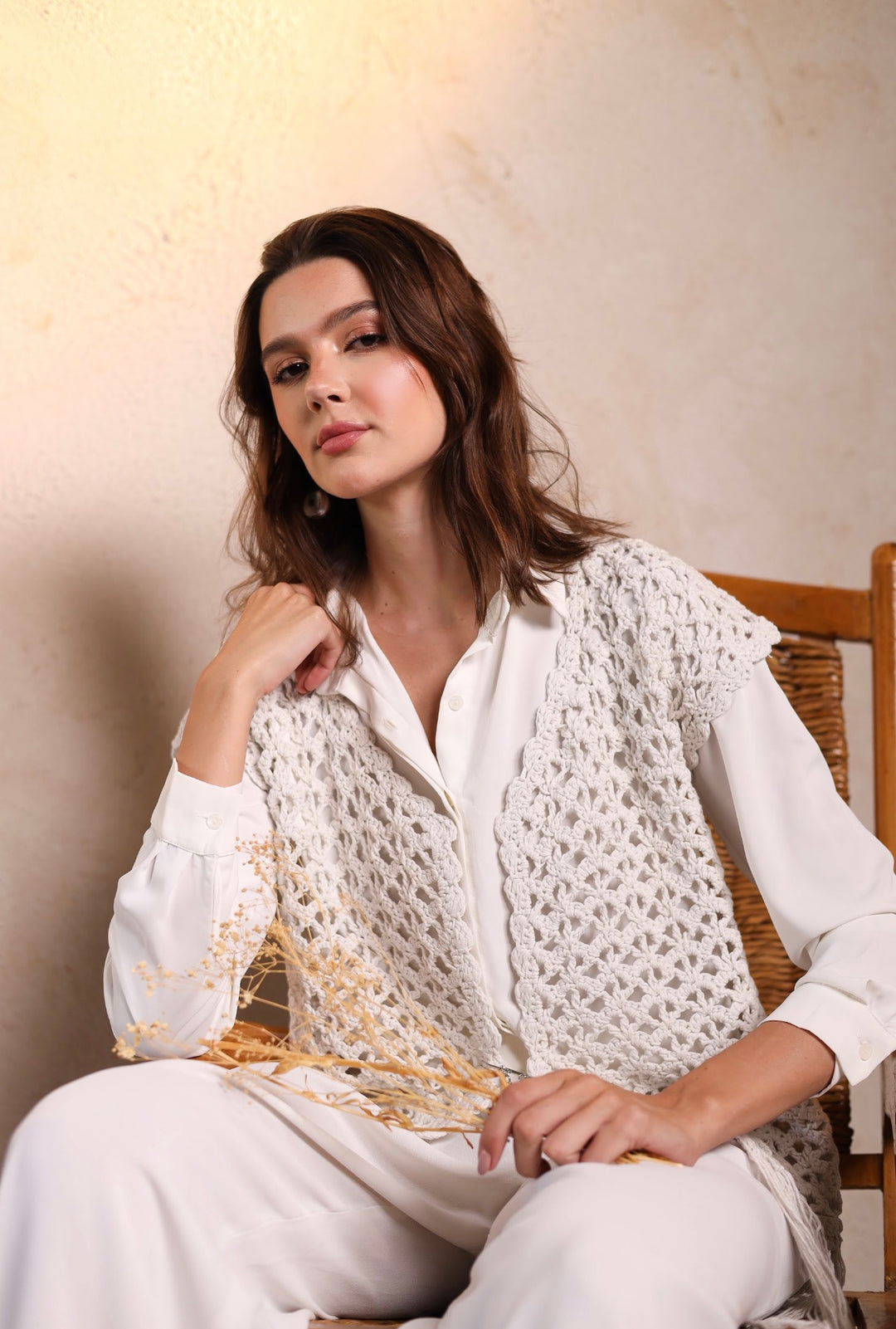 White crochet vest