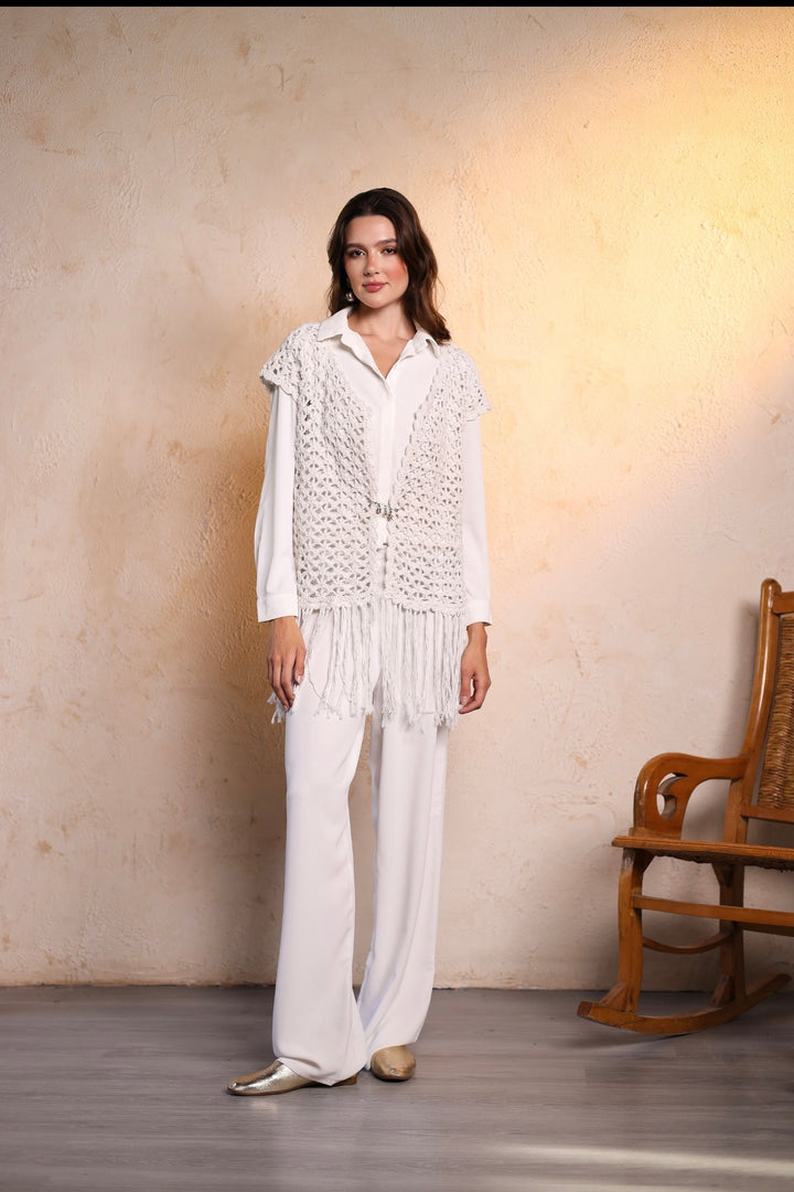 White crochet vest