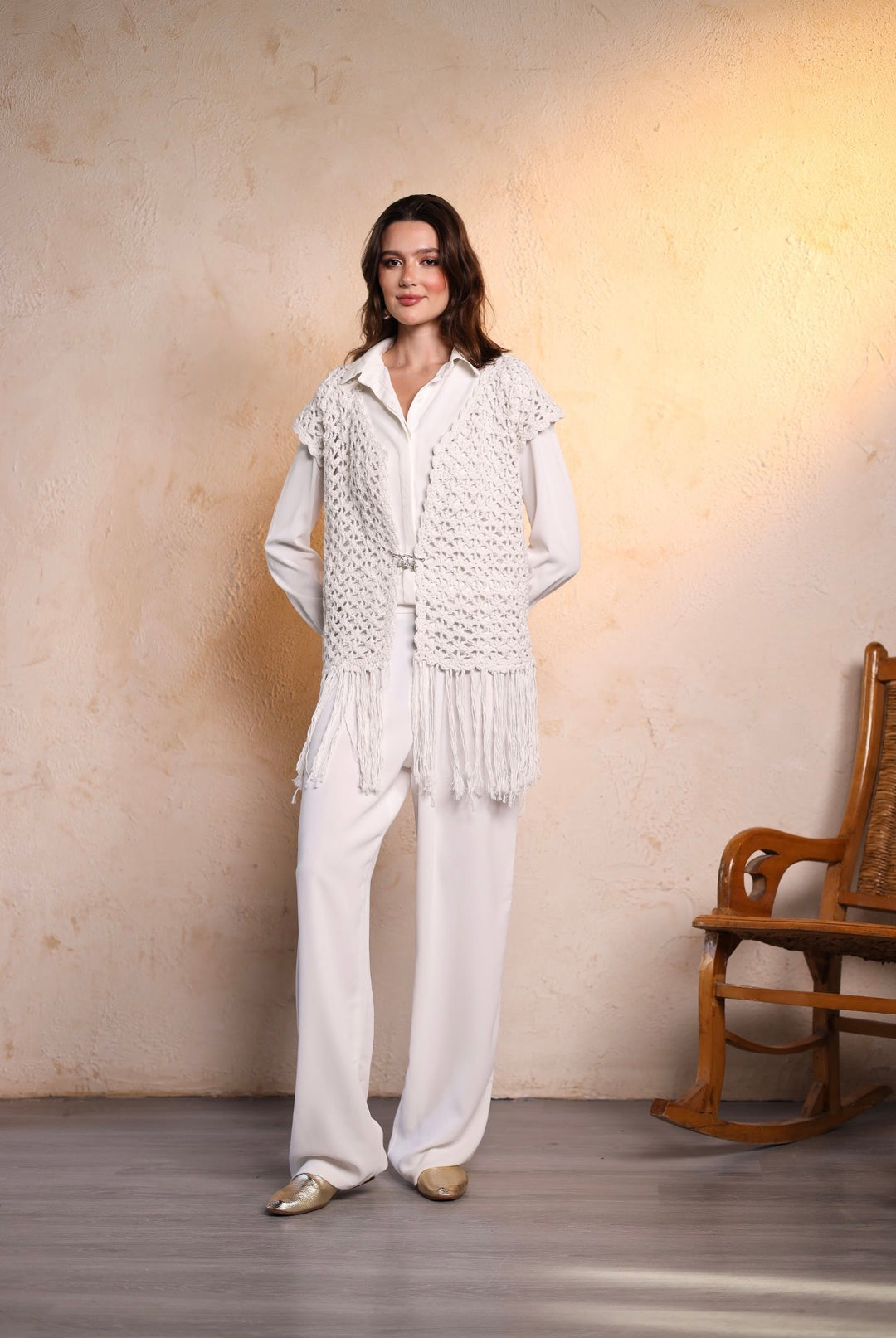 White crochet vest