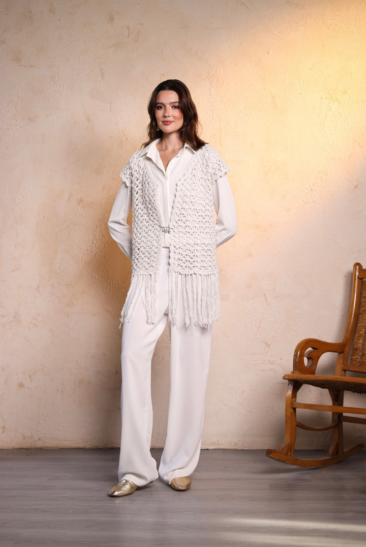 White crochet vest