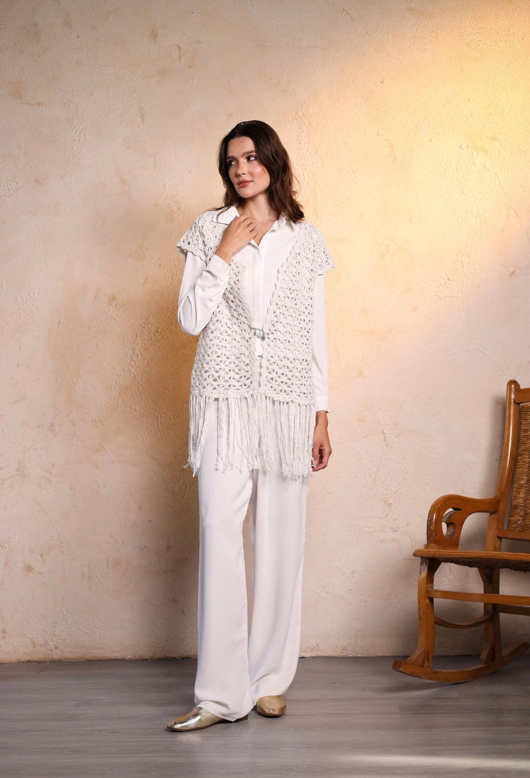 White crochet vest
