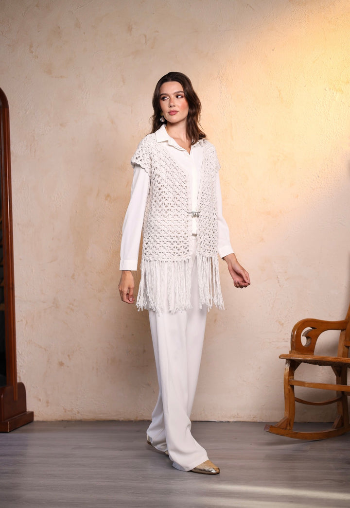 White crochet vest