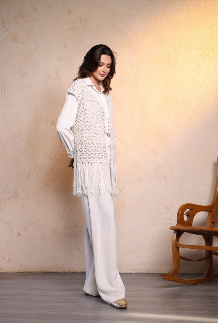 White crochet vest