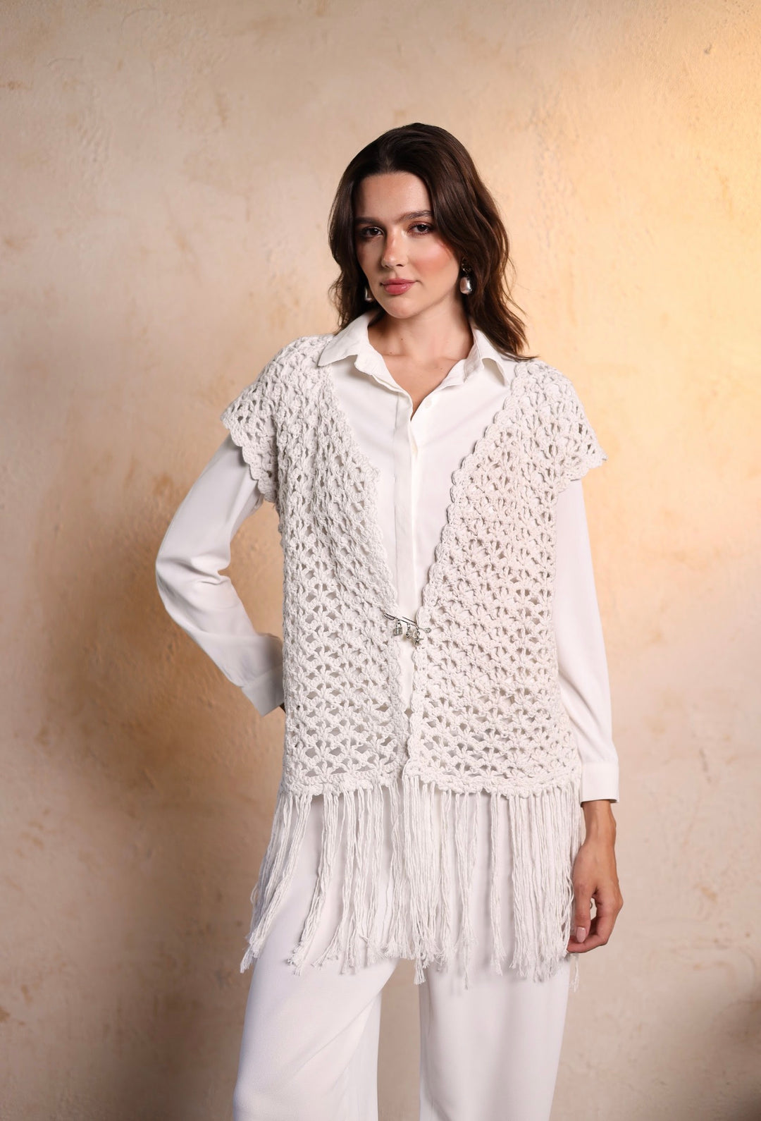 White crochet vest