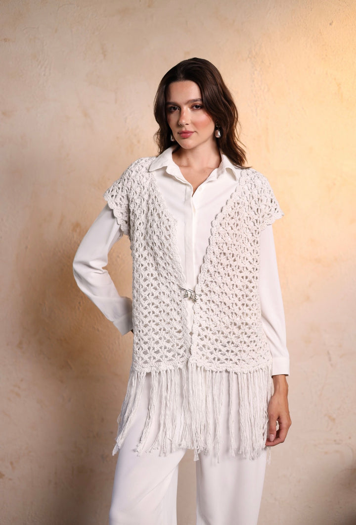 White crochet vest
