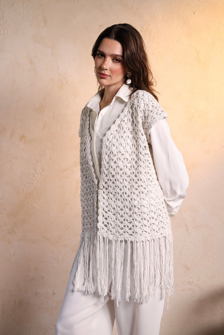 White crochet vest