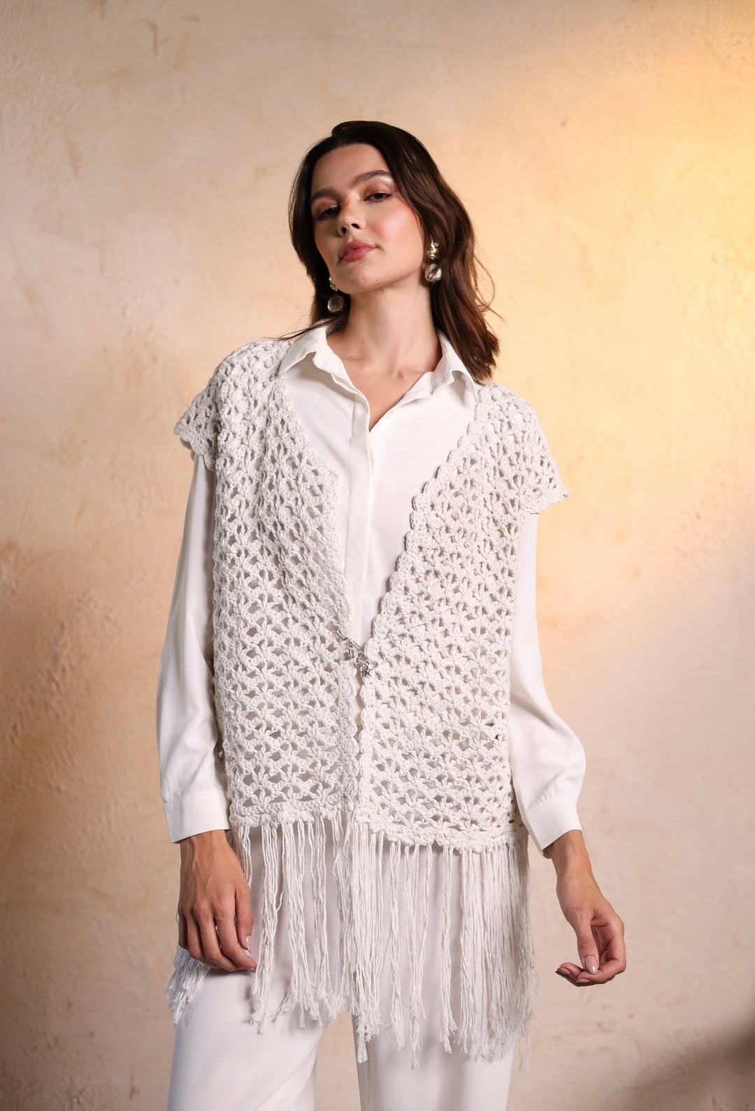White crochet vest
