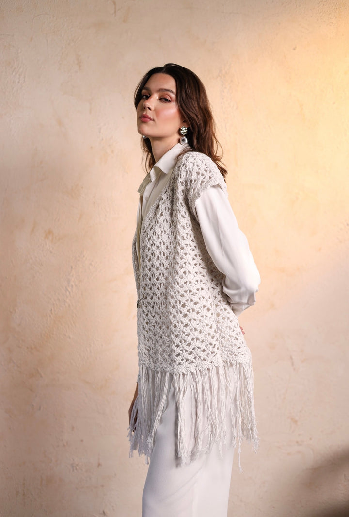 White crochet vest