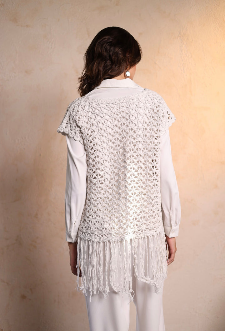 White crochet vest