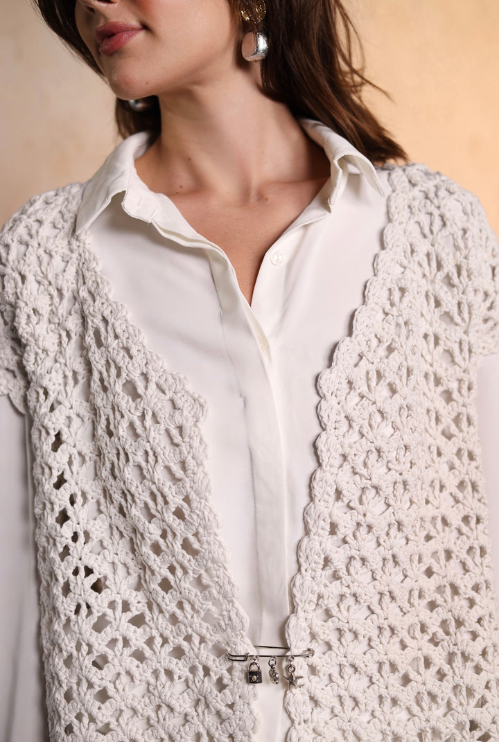 White crochet vest