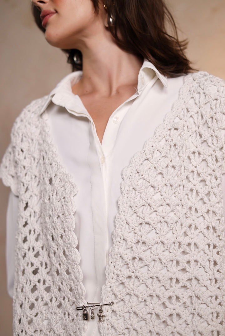 White crochet vest