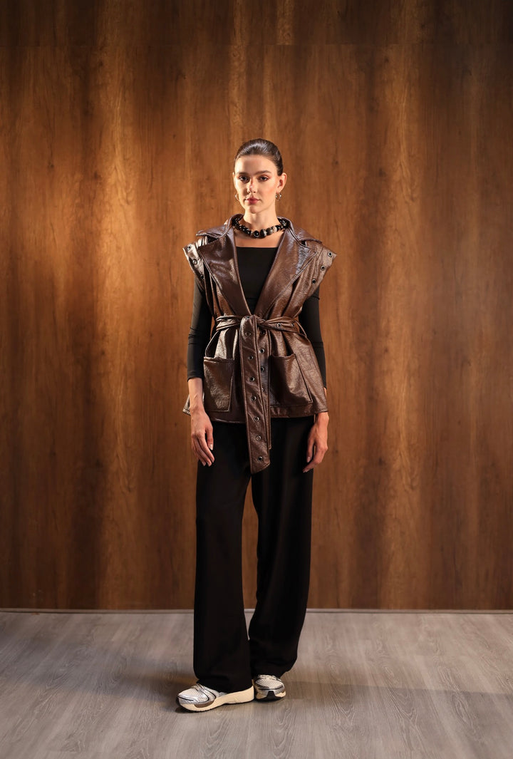 Mocha leather vest