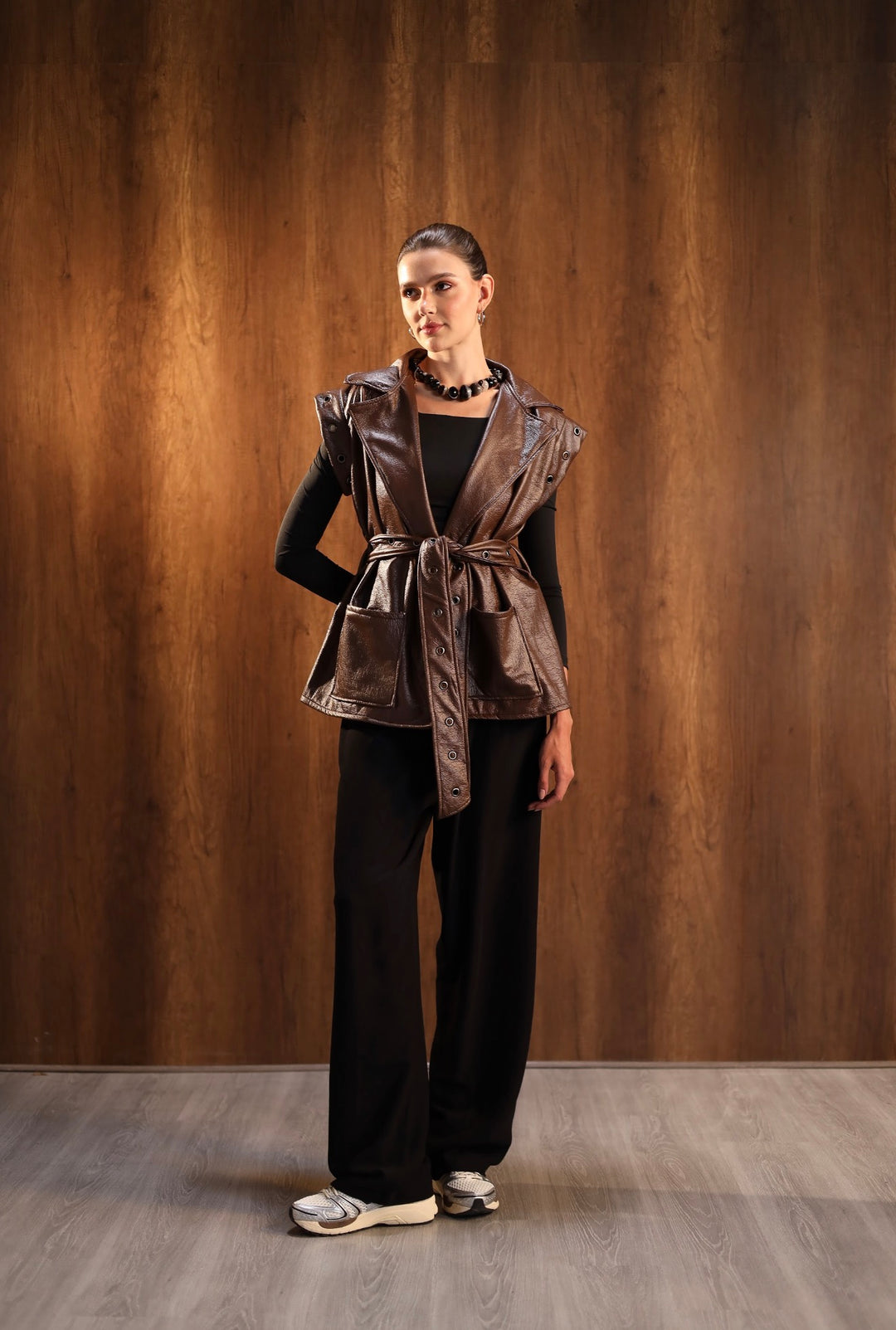 Mocha leather vest