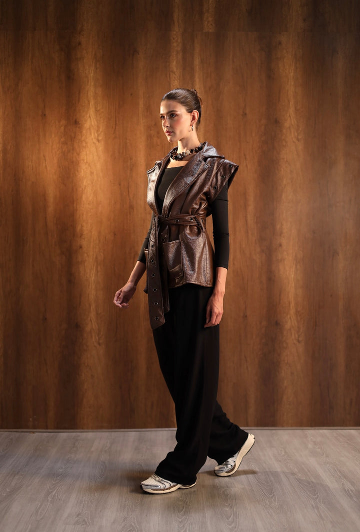 Mocha leather vest