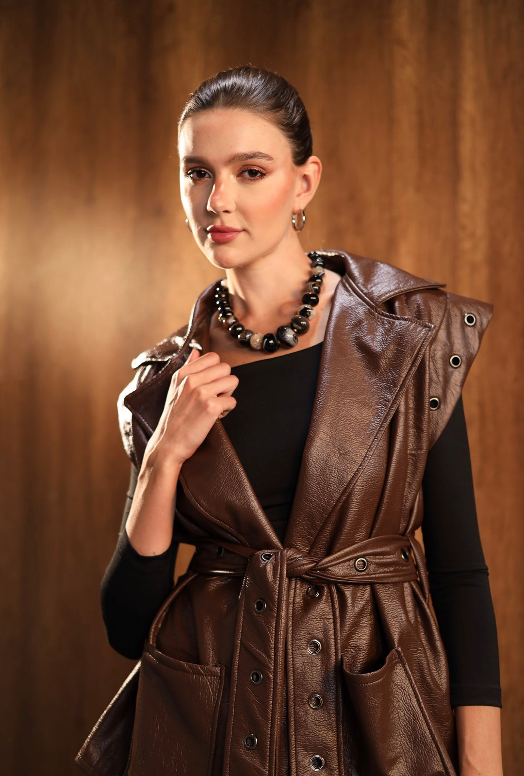 Mocha leather vest