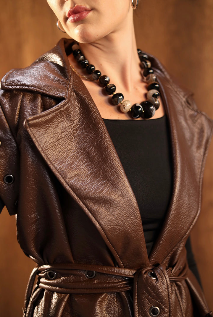 Mocha leather vest