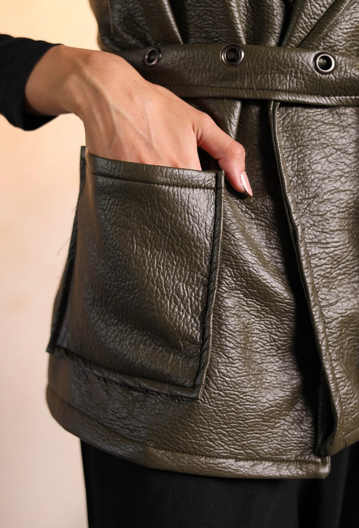 Olive leather vest