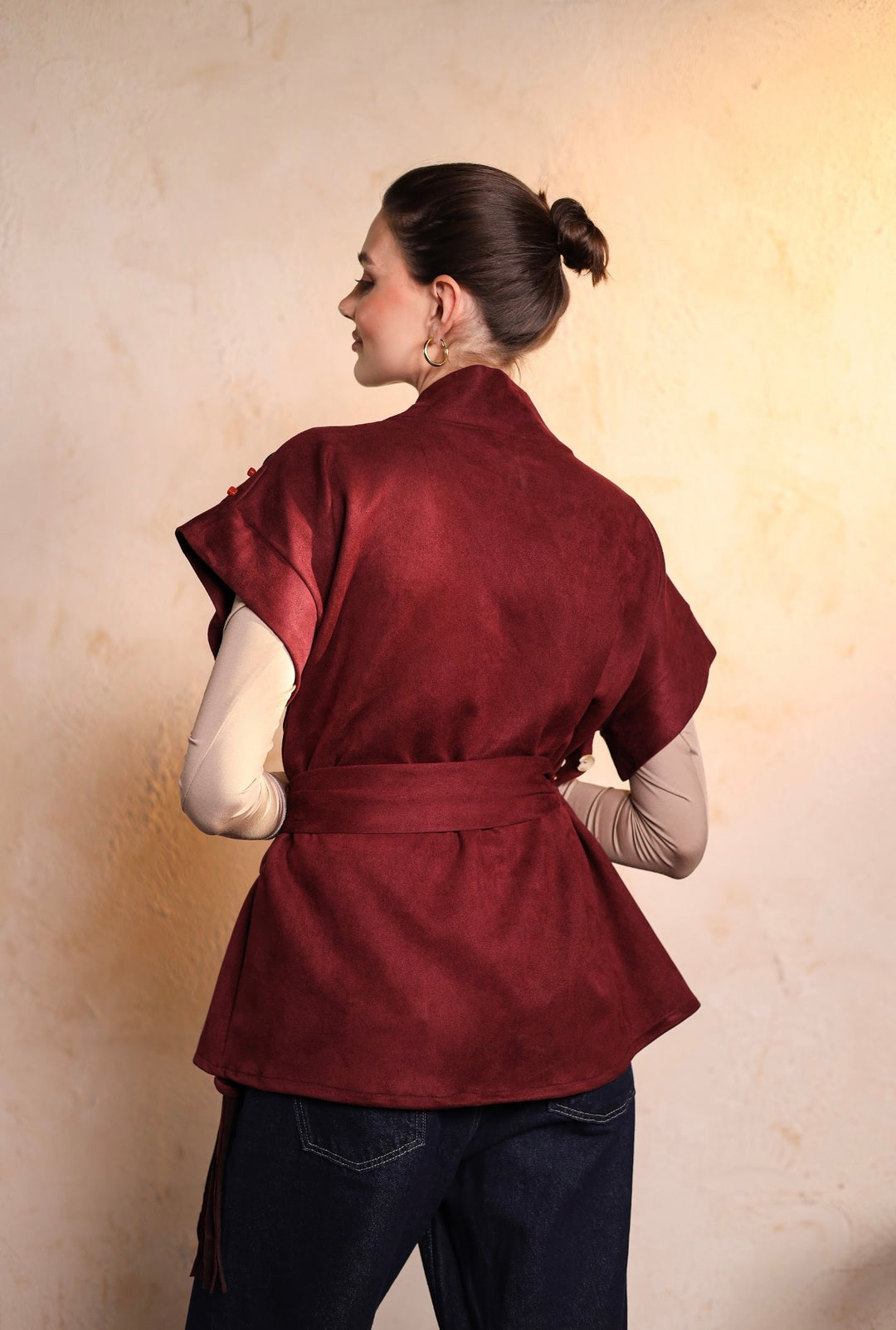 Burgundy button vest