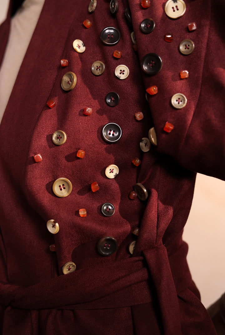 Burgundy button vest