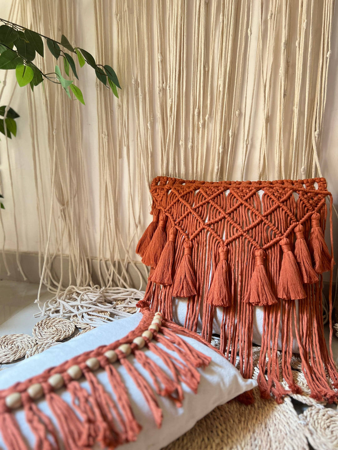 Handmade macrame pillow cover