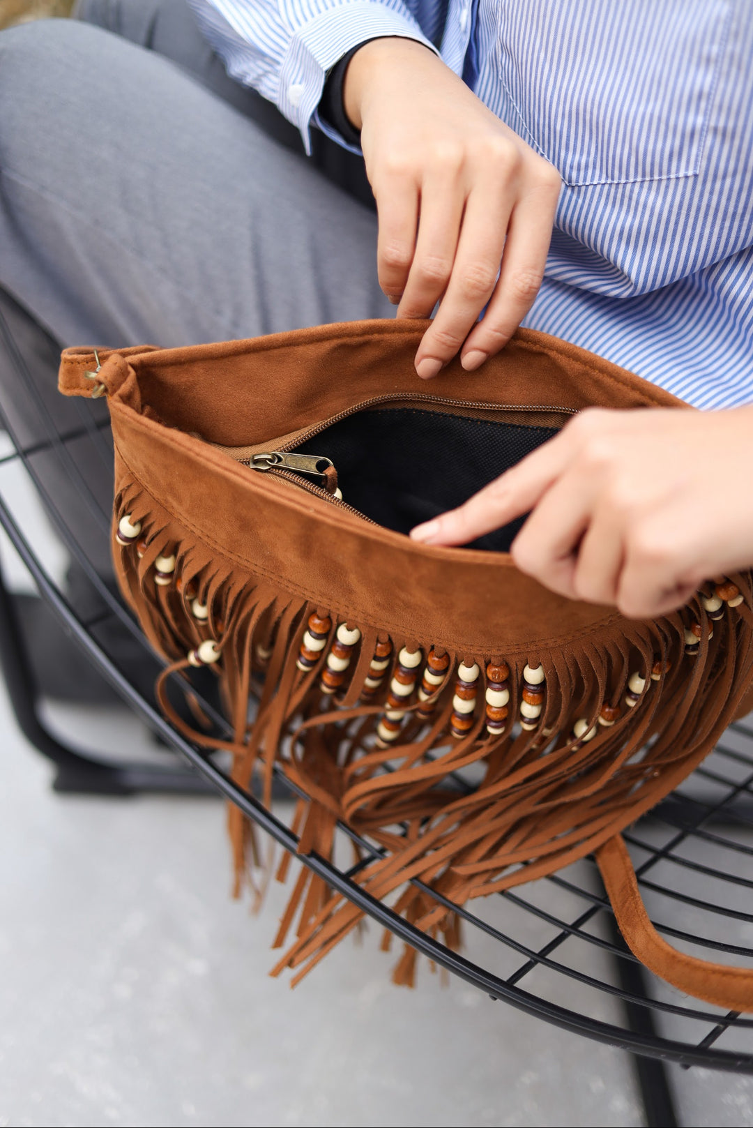 Boho suede Fringe bag