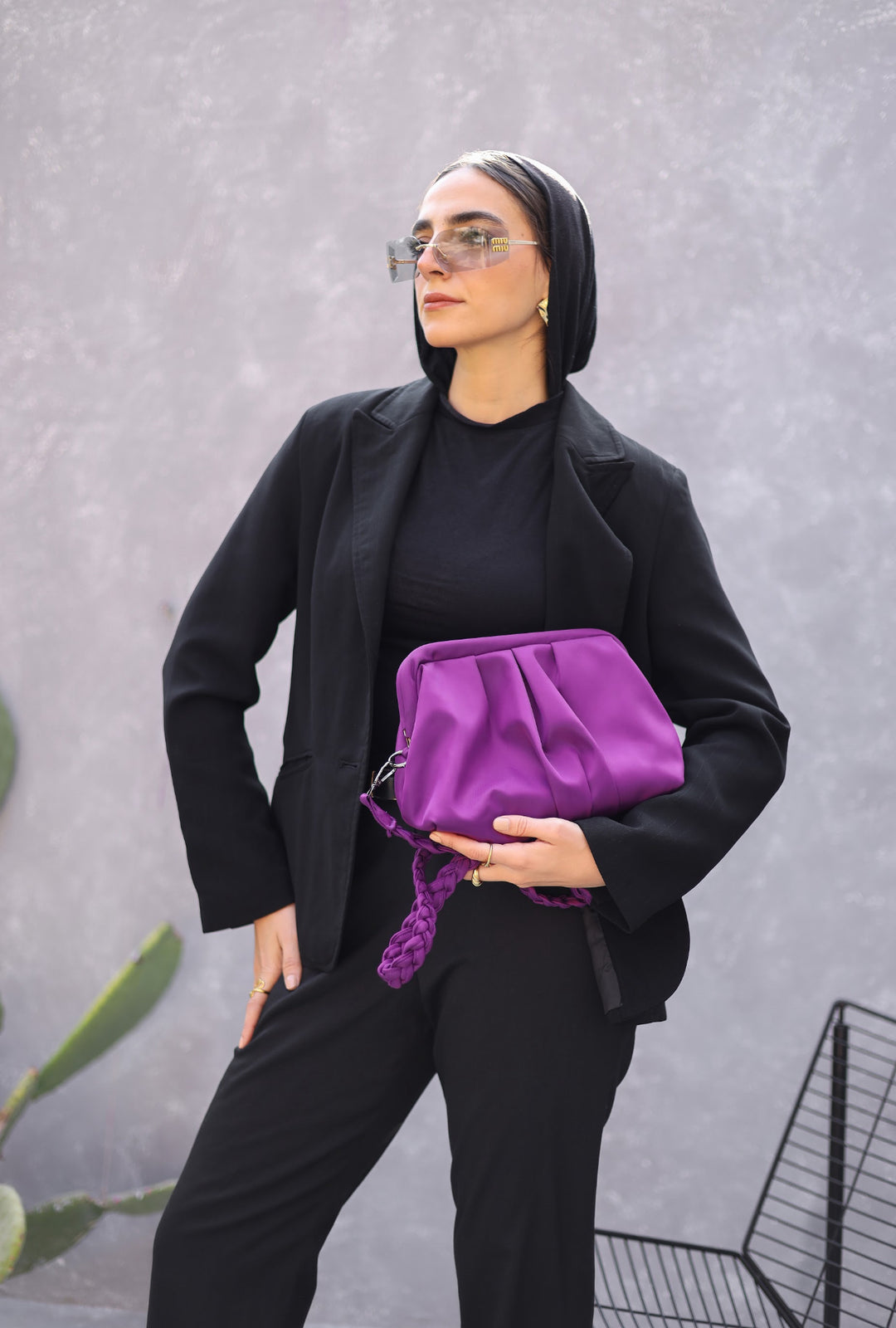 Indigo purple frameless bag