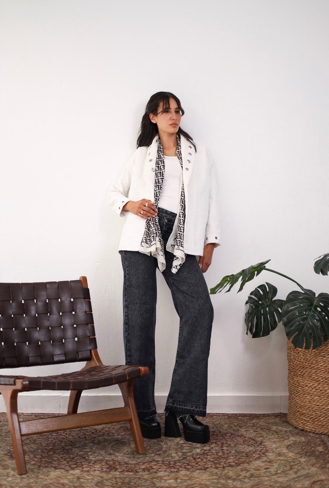 White studded jacket