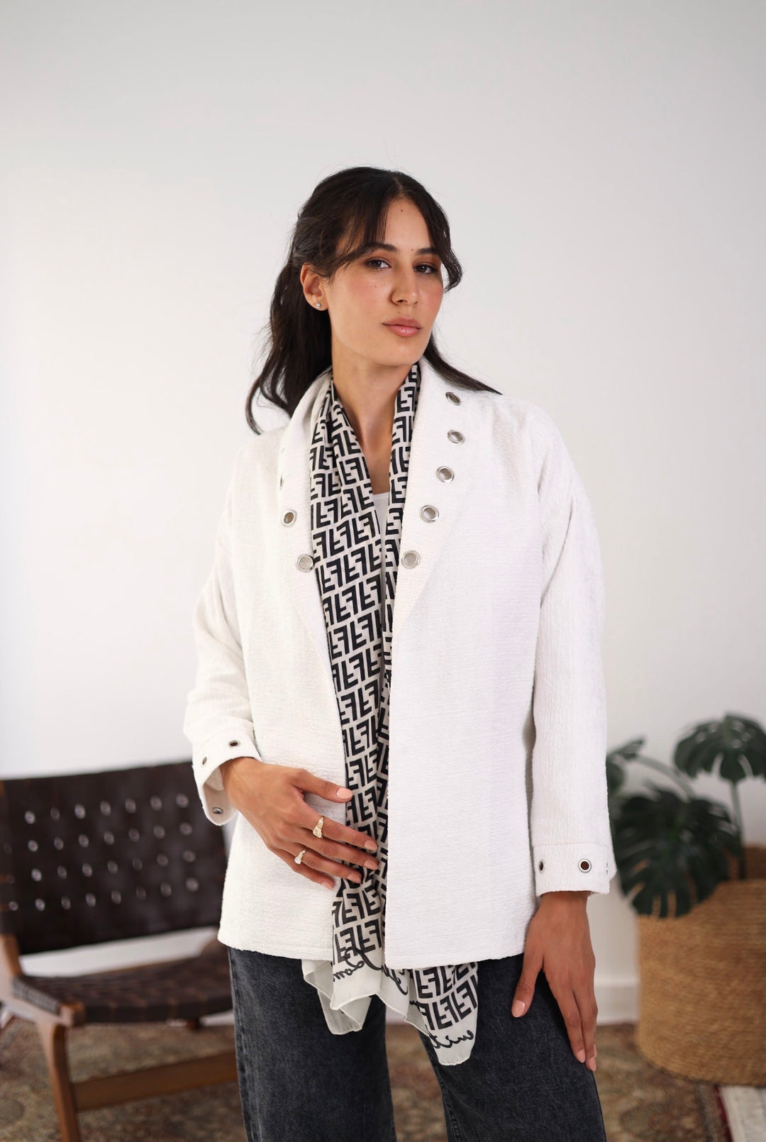 White studded jacket