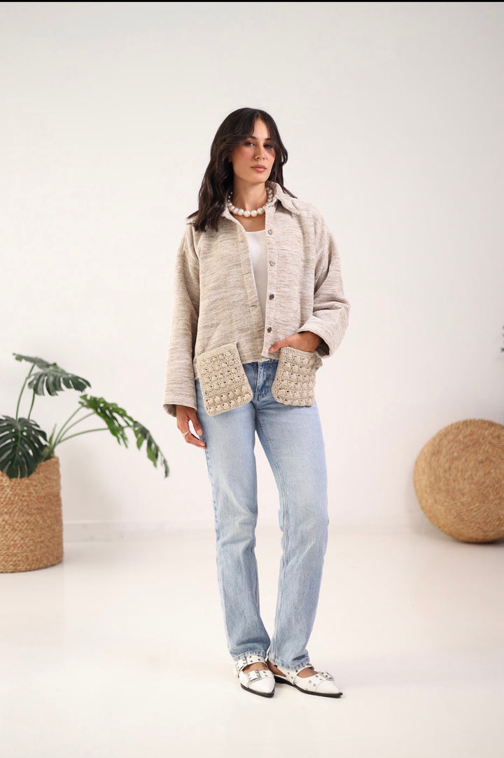 Beige pocket jacket