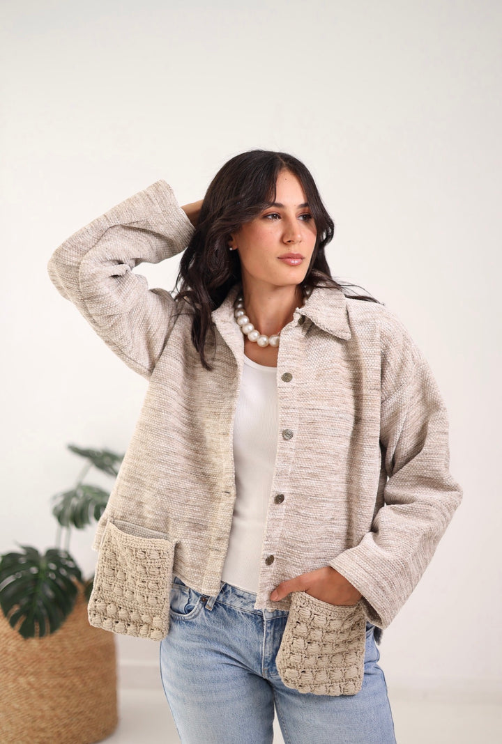 Beige pocket jacket