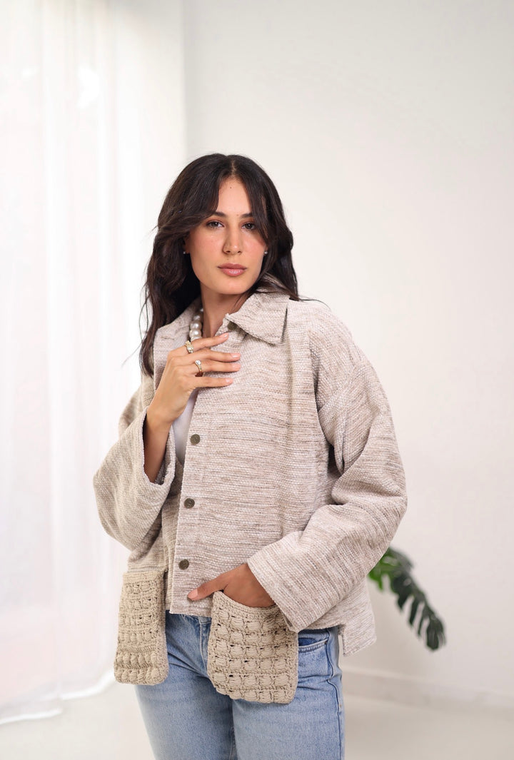 Beige pocket jacket