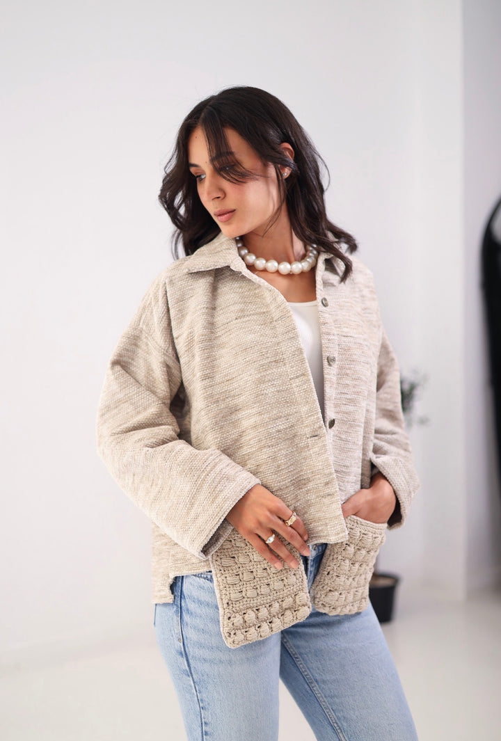 Beige pocket jacket