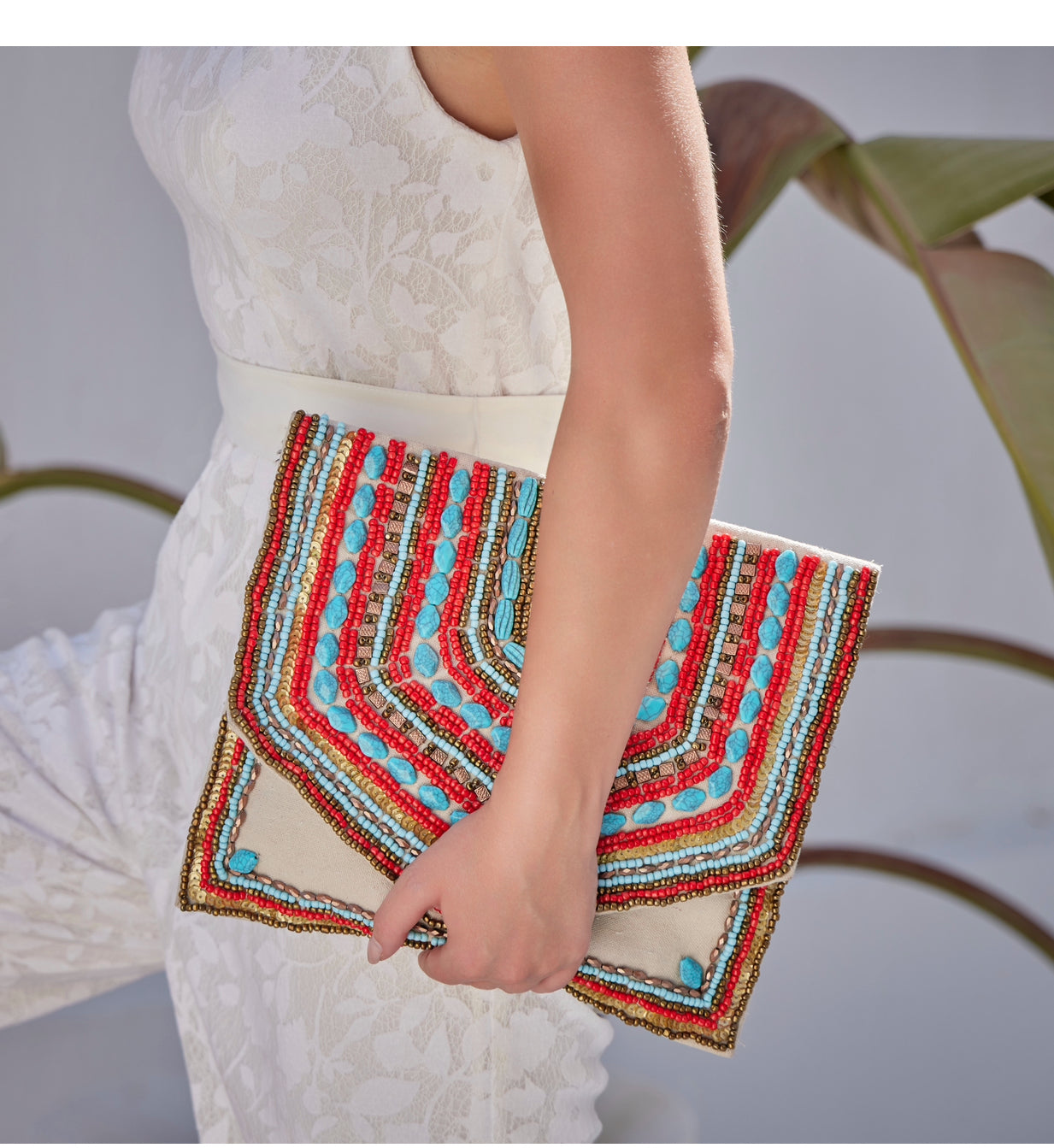 Blue and red clutch