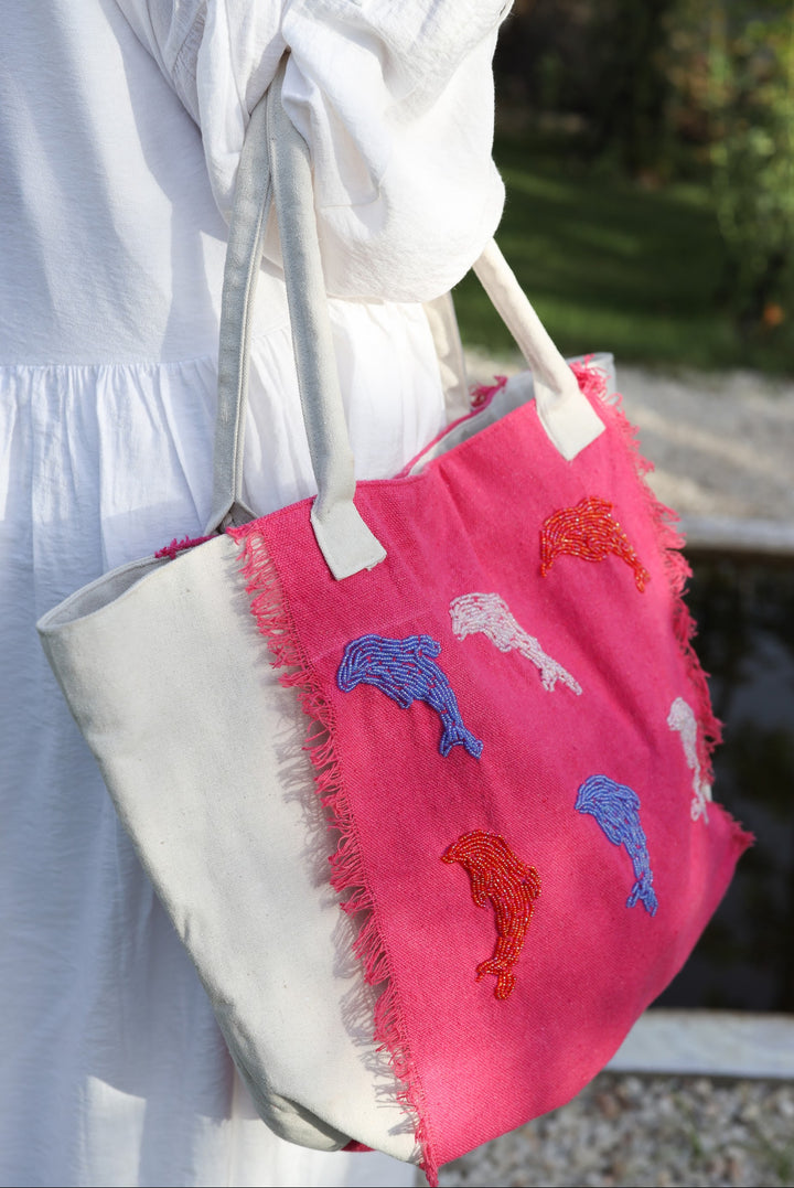 Dolphin beads tote bag