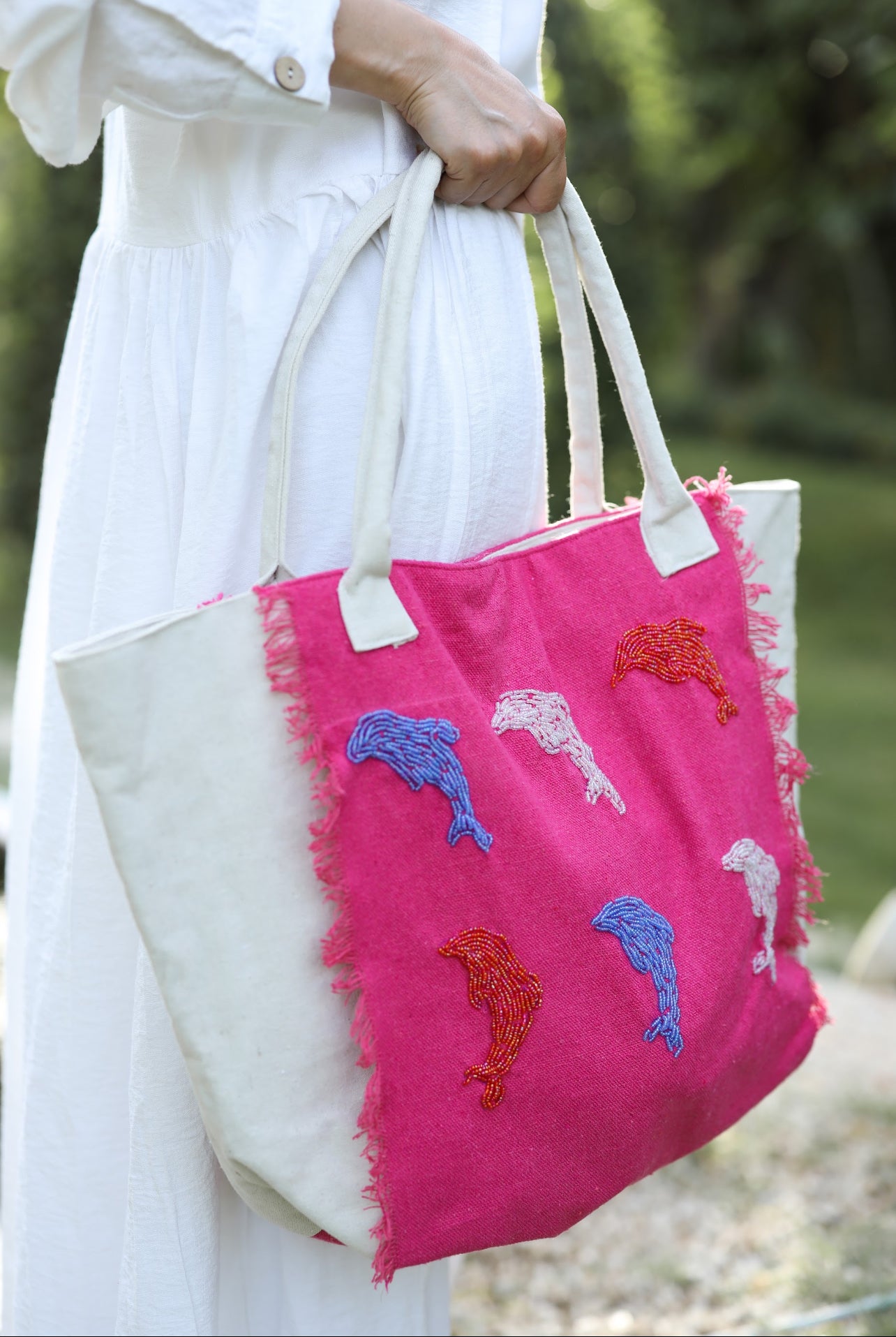 Dolphin beads tote bag