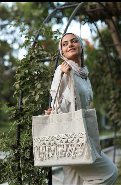 Greyish tote bag