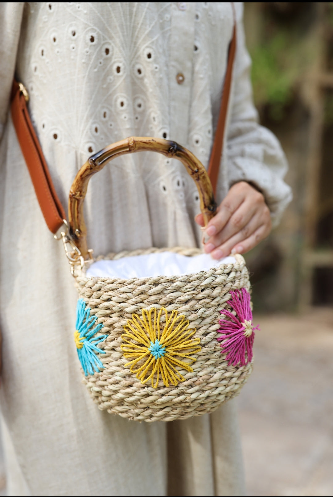 Basket bag flowery