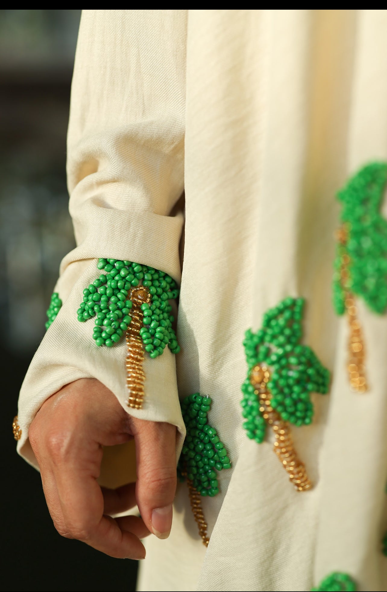 Palm tree embroidery hand made kimono