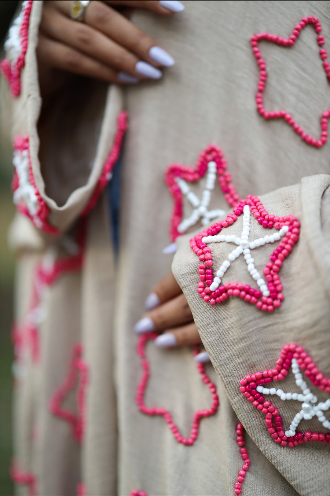 Star-embroidery kimono