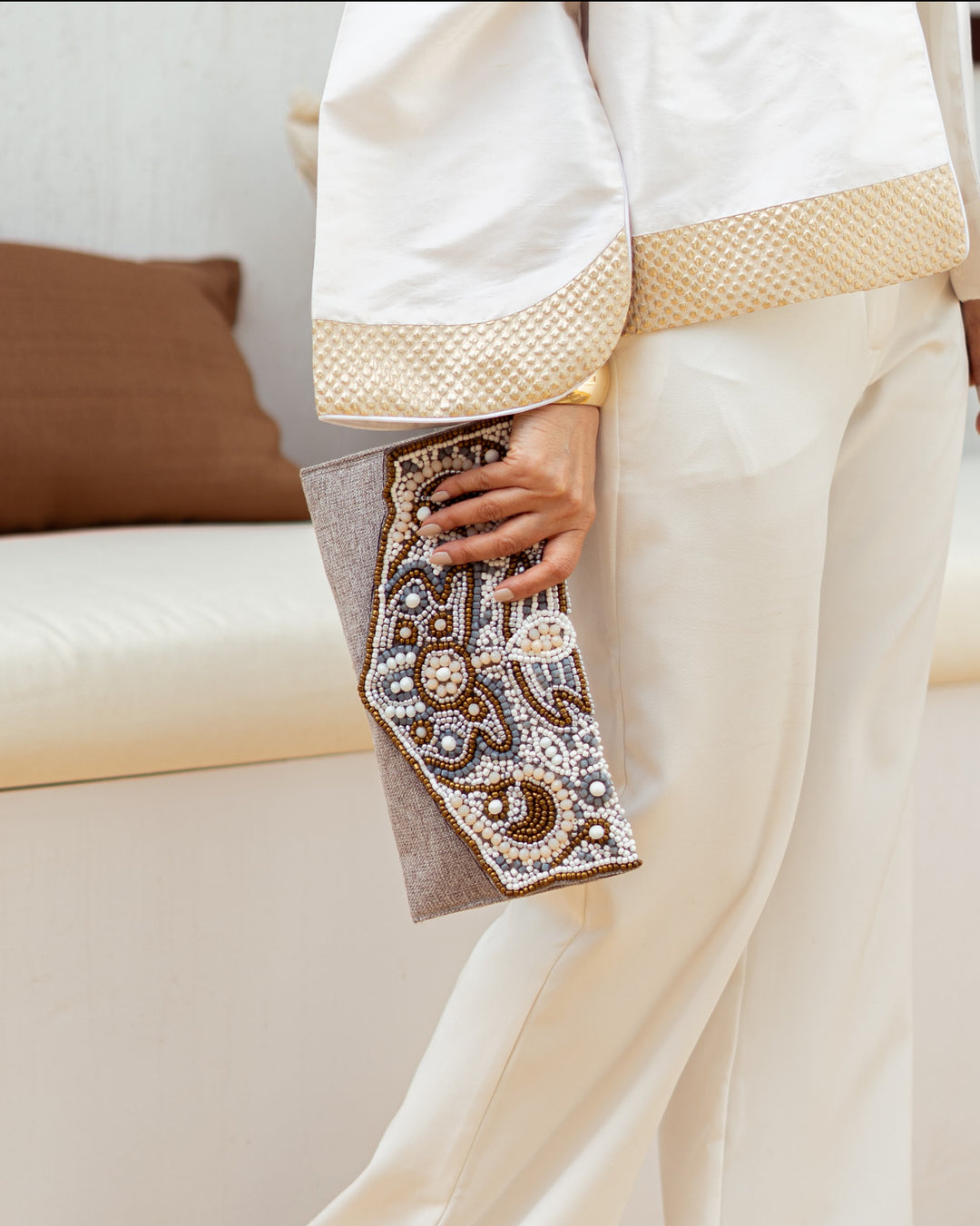 Beaded clutch bag