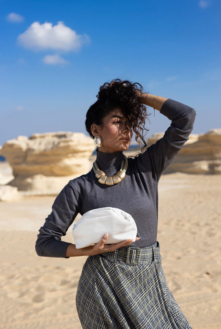 White leather clutch
