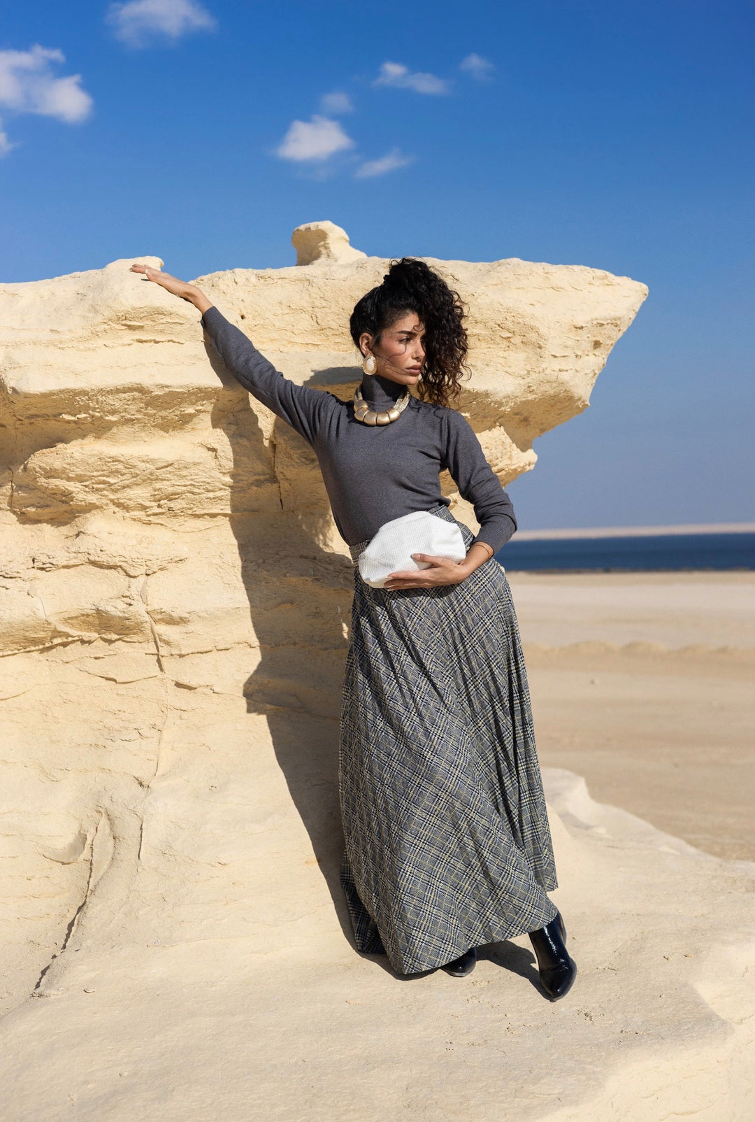 White leather clutch