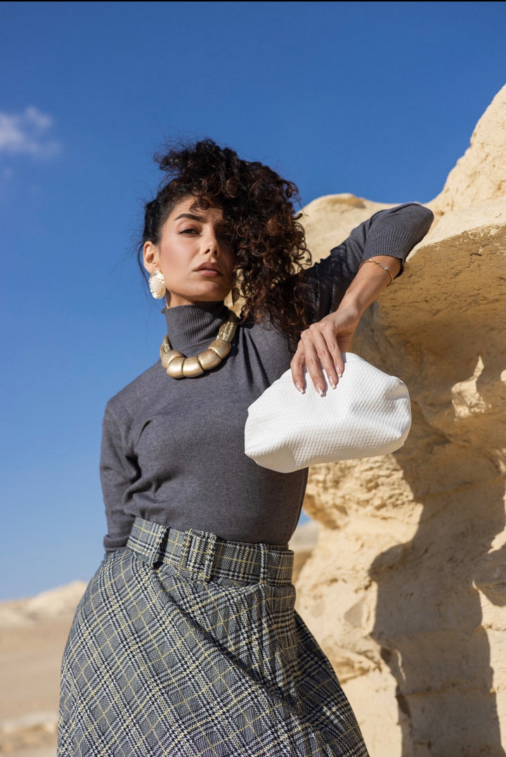 White leather clutch